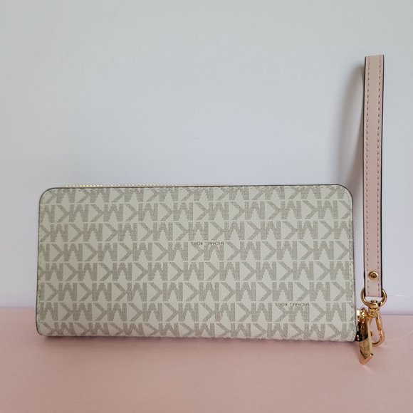 MICHAEL KORS Signature Logo Jet Set Travel Continental Wallet/Wristlet-Pwr Blush - Picture 7 of 16